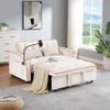 Quarte Modern Sofa Couch, Velvet Pull-Out Bed with Adjustable Back, Versatile Foldable Sofa Bed with USB Port and Ashtray and Swivel Phone Stand for Small Living Room (Beige+USB*Velvet) view 1