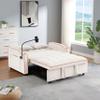 Quarte Modern Sofa Couch, Velvet Pull-Out Bed with Adjustable Back, Versatile Foldable Sofa Bed with USB Port and Ashtray and Swivel Phone Stand for Small Living Room (Beige+USB*Velvet) view 2
