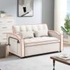 Quarte Modern Sofa Couch, Velvet Pull-Out Bed with Adjustable Back, Versatile Foldable Sofa Bed with USB Port and Ashtray and Swivel Phone Stand for Small Living Room (Beige+USB*Velvet) view 3