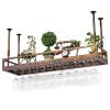ANram Wine Rack Wine Rack, Rustic Iron Hanging Wine Glass Rack Adjustable Height,Ceiling Wine Rack Multifunctional Decoration Storage Shelves for Kitchen Bar Restaurant,Bronze,60x35cm view 1