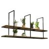 Flower Pot Display Rack Ceiling Hanging Flower Stand, 2-Tier Suspended Ceiling Storage Rack Kitchen Floating Shelves Wine Holder for Balcony Bar Flower Shop (Size : 90x30x80cm) view 1
