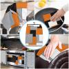Rocking Giraffee Microfiber Kitchen Towels 1 Pack, Abstract Art Orange Black Gray Splice Absorbent Dish Towel Quick Drying Hand Towels Set Dishcloths for Kitchen Bathroom Hotel, 16x24 inch view 4