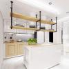 Hanging Pot Rack - Wall Mounted Pot Pan Shelf for Kitchen Storage & Organization 2-Tier Wine Glass Bottle Holder Wall Mount Shelving Ceiling Display Storage Shelves for Bar ( Size : 80x30x80cm ) view 2