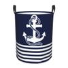 Large Laundry Hamper, Nautical Navy Blue White Stripes and Anchor Laundry Basket Collapsible & Waterproof Storage Basket for College Dorm, Family Essentials view 1