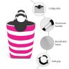 Large Laundry Hamper, Stripes in Hot Pink and White Laundry Basket Collapsible & Waterproof Storage Basket for College Dorm, Family Essentials view 4