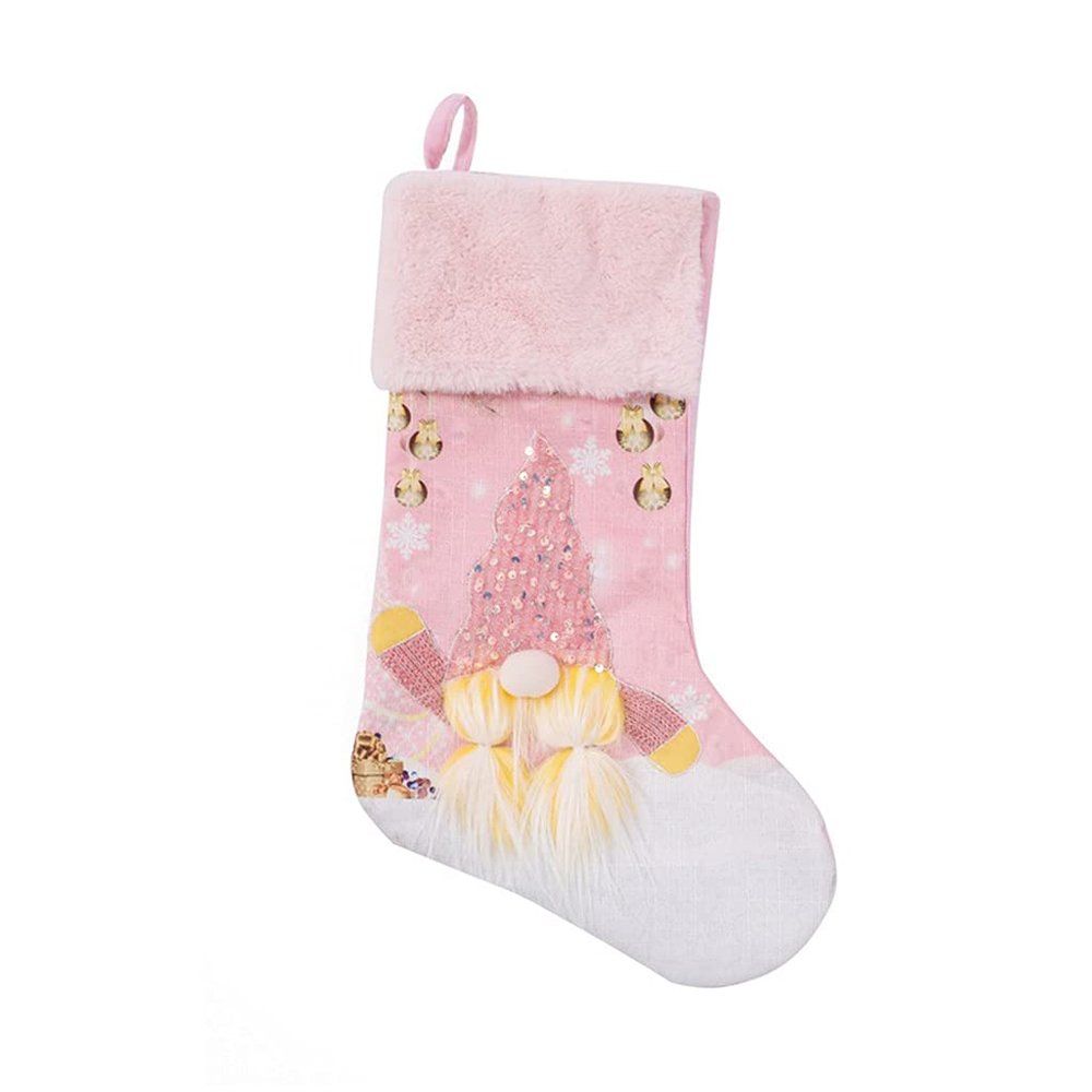 Bottone Christmas Stockings with LED Light Xmas Stockings Decoration 19" 3D Plush Swedish Gnome Stocking for Fireplace Christmas Tree Home Decor
