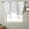 Tie Up Curtains Window Shades, Grey Tree Branch Rod Pocket Tie Up Window Shade, Adjustable Balloon Curtain Shade for Blinds Kitchen Bathroom, 1 Panel, 34"x45" view 2