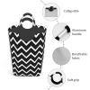Large Laundry Hamper, Black and White Chevron Print Laundry Basket Collapsible & Waterproof Storage Basket for College Dorm, Family Essentials view 4