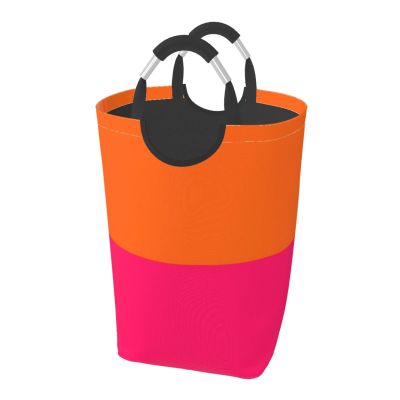 Large Laundry Hamper, Orange and Bright Pink Laundry Basket Collapsible & Waterproof Storage Basket for College Dorm, Family Essentials