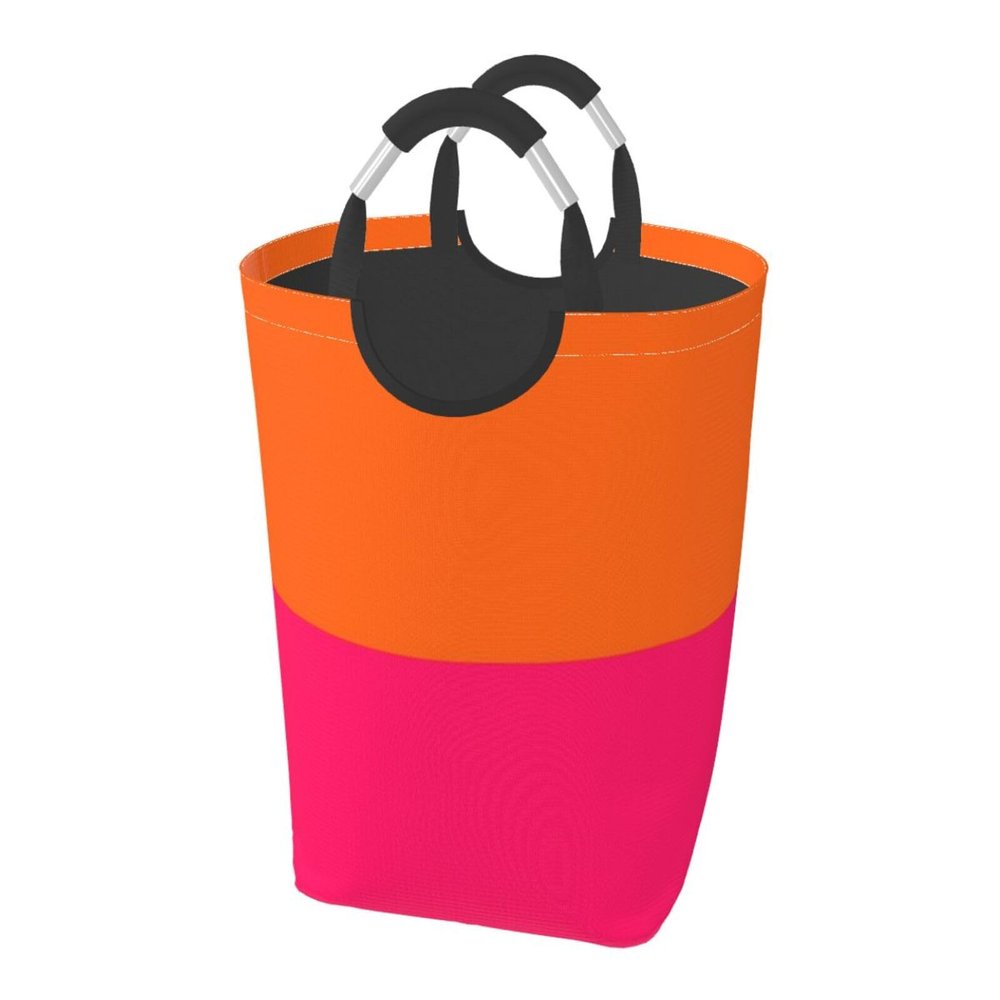 Large Laundry Hamper, Orange and Bright Pink Laundry Basket Collapsible & Waterproof Storage Basket for College Dorm, Family Essentials