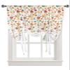 Yukro Tie Up Curtains Window Shades, Flower Orange Blue Cherry Blossoms White Background Rod Pocket Tie Up Window Shade, Adjustable Balloon Curtain Shade for Blinds Kitchen Bathroom, 1 Panel, 46"x63" view 1