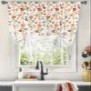 Yukro Tie Up Curtains Window Shades, Flower Orange Blue Cherry Blossoms White Background Rod Pocket Tie Up Window Shade, Adjustable Balloon Curtain Shade for Blinds Kitchen Bathroom, 1 Panel, 46"x63" view 3