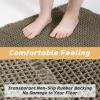 AMOAMI Upgraded Waffle Bath Mat, Super Absorbent Non Slip Bath Mats for Bathroom Floor, Machine Washable Bathroom Rugs with Tassels, Rubber Backed Bathroom Mats, Ultra Soft, 17" x 24", Dark Green view 4
