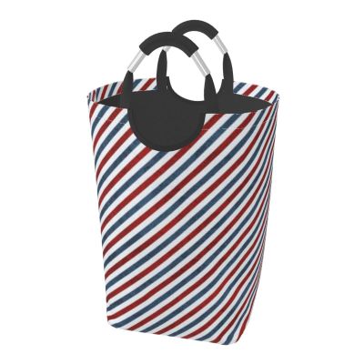Large Laundry Hamper, Airmail Stripes Laundry Basket Collapsible & Waterproof Storage Basket for College Dorm, Family Essentials