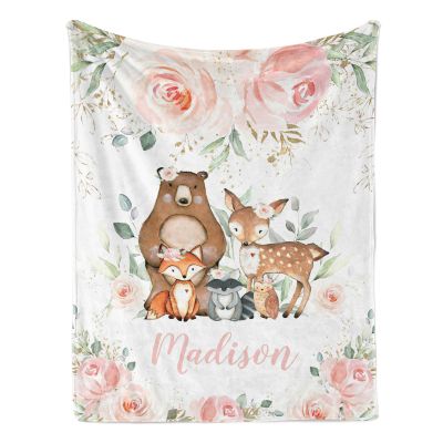 Customize Blanket with Name Custom Blanket for Adults Kids Adults Personalized Baby Blanket Elephant Personalized Baby Gifts Cozy Fluffy Flannel Blanket - 60x80 Inch