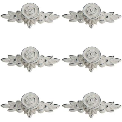 UNbit Bar Pulls,Knobs,Bow Pull Handle6pcs Cabinet Door Knobs Rose Shape Pull Handle for Drawer Door Cupboard Wardrobe Decorative Furniture Handles with Screw Handle (Color : White+Silver)