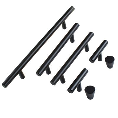 UNbit Bar Pulls,Knobs,Bow Pull HandleSet of 10 Furniture Stainless Steel Modern Aluminium Alloy Diameter 12 mm Black Gold Door Handles Kitchen Cupboards Handle (Color : Black, Size : 224mm)