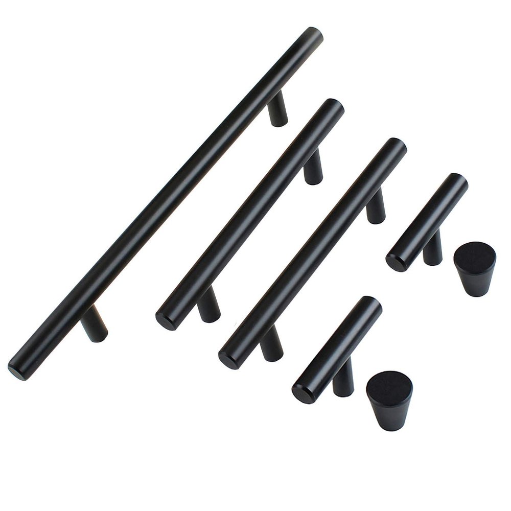 UNbit Bar Pulls,Knobs,Bow Pull HandleSet of 10 Furniture Stainless Steel Modern Aluminium Alloy Diameter 12 mm Black Gold Door Handles Kitchen Cupboards Handle (Color : Black, Size : 224mm)