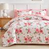 Flower Comforter Sheet Set White Bed in a Bag 7 Pieces Cal King Size Dark Pink Floral Bedding Set (1 California King Comforter 2 Pillow Shams 1 White Flat Sheet 1 Fitted Sheet 2 Pillowcases) view 3