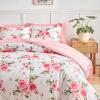 Flower Comforter Sheet Set White Bed in a Bag 7 Pieces Cal King Size Dark Pink Floral Bedding Set (1 California King Comforter 2 Pillow Shams 1 White Flat Sheet 1 Fitted Sheet 2 Pillowcases) view 4