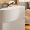 Bed end Table Bedside Nightstand Desk Cabinet with LED Light Drawer Storage, Solid Wood Small Bedroom Furniture, Microfiber Leather Wrap (Color : White+lamp, Size : 50x45x42cm) view 4