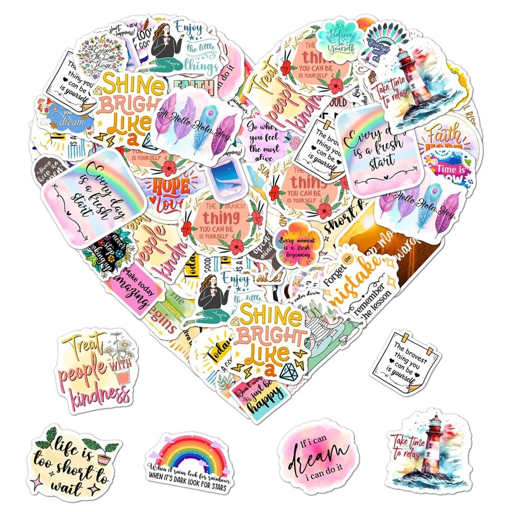 Pack 50 Pcs Motivational Stickers for Water Bottles Waterproof Laptop Luggage Helmet Computer Work Teens Adults Girls Boys Women Aesthetic Funny Sticker Packs Small Vinyl Decals