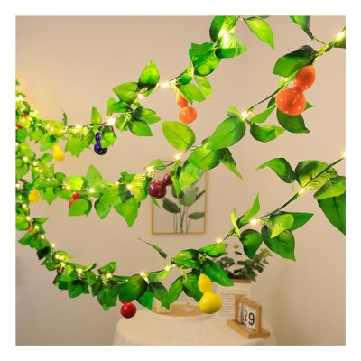 CAKERS Artificial Gourd Vine String Lights|Festive Party Decor Simulation Plants Vine Lights|Faux Rattan Fairy Lights for Party Bedroom Patio,Colorful,5m(16.4ft)-50LED-USB