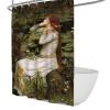 SHUODAOCO White Skirt Girl Shower Curtains Green Water Lily Leaves Shower Curtain Sets with Hook John William Waterhouse Aesthetic Bathroom Curtain 48Wx72L view 1