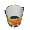 Pretty Flower print Laundry Basket Waterproof Laundry Hamper with Handle Collapsible Organizer Basket Circular portable Storage Bin for Kitchen Living Room Bathroom Closet Car view 2