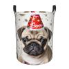 Cute Happy Birthday Pug Puppy print Laundry Basket Waterproof Laundry Hamper with Handle Collapsible Organizer Basket Circular portable Storage Bin for Kitchen Living Room Bathroom Closet Car view 1