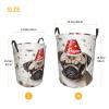 Cute Happy Birthday Pug Puppy print Laundry Basket Waterproof Laundry Hamper with Handle Collapsible Organizer Basket Circular portable Storage Bin for Kitchen Living Room Bathroom Closet Car view 3