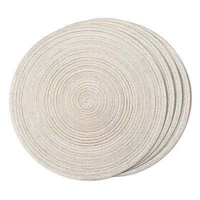 FunWheat Round Braided Placemats Set of 4 Place mats for Dining Tables Woven Heat Resistant Table Mats 15 inch (E Beige, 4pcs)