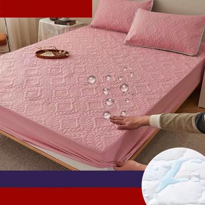 1pcs Embossed Quilted King Mattress Fitted Sheet Bed Cover King Size Sheet Breathable Soft Mattress Cover,hot Pink,160x200x30cm 1pc