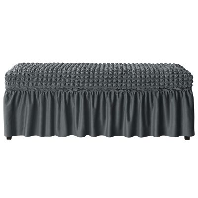ZRCYXDW Stretch Seersucker Dining Bench Cover-Dark Grey-Small