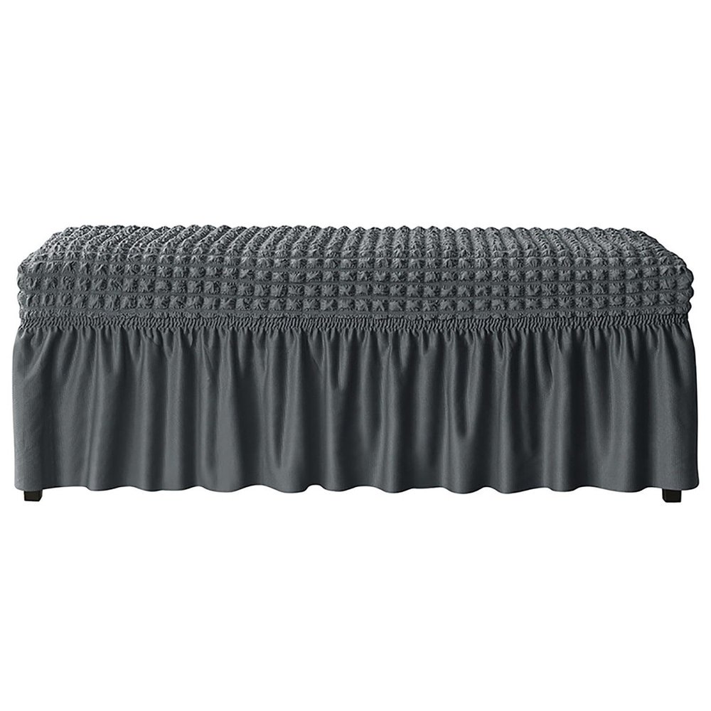 ZRCYXDW Stretch Seersucker Dining Bench Cover-Dark Grey-Small