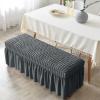 ZRCYXDW Stretch Seersucker Dining Bench Cover-Dark Grey-Small view 2