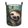 Cute Sloth print Laundry Basket Waterproof Laundry Hamper with Handle Collapsible Organizer Basket Circular portable Storage Bin for Kitchen Living Room Bathroom Closet Car view 1