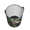 Cute Sloth print Laundry Basket Waterproof Laundry Hamper with Handle Collapsible Organizer Basket Circular portable Storage Bin for Kitchen Living Room Bathroom Closet Car view 2