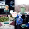 Coasters Set of 6 Ceramic Stone Coasters Drink Coasters - Striped Gradient Green Pink Absorbent Non Slip Decorative Coasters for Dining Table Bar Kitchen Table view 3