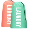 2 Pack XL Travel Laundry Bag, Machine Washable Dirty Clothes Organizer, Large Enough to Hold 4 Loads of Laundry, Easy Fit a Laundry Hamper or Basket (Light Pink + Light Blue) view 1