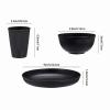 18pcs Wheat Straw Dinnerware Sets HXYPN Unbreakable Dinnerware Set Kitchen Cups Plates and Bowls Sets Reusable Dish Sets Dishwasher and Microwave Safe Plates Black view 3