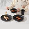 18pcs Wheat Straw Dinnerware Sets HXYPN Unbreakable Dinnerware Set Kitchen Cups Plates and Bowls Sets Reusable Dish Sets Dishwasher and Microwave Safe Plates Black view 4