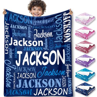 Yofair Ships Next Day, Personalized Blankets for Kids Custom Name Blanket for Boy Flannel Throw Blanket Customized Son Gifts for Teen Boys