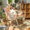 NRNQMTFZ Upholstered Glider Chair with High Backrest,Nursery Rocking Chair Indoor for Living Roomr,Modern Rocking Accent Chairs Comfy Side Chair for Living Room/Bedroom/Nursery(Corduroy Fabric,Pink) view 3