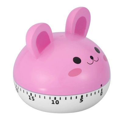 Mechanical Kitchen Timer Cute Mushroom Timer for Kids Wind Up 60 Minutes Non Cooking Timer (Pink Bunny)