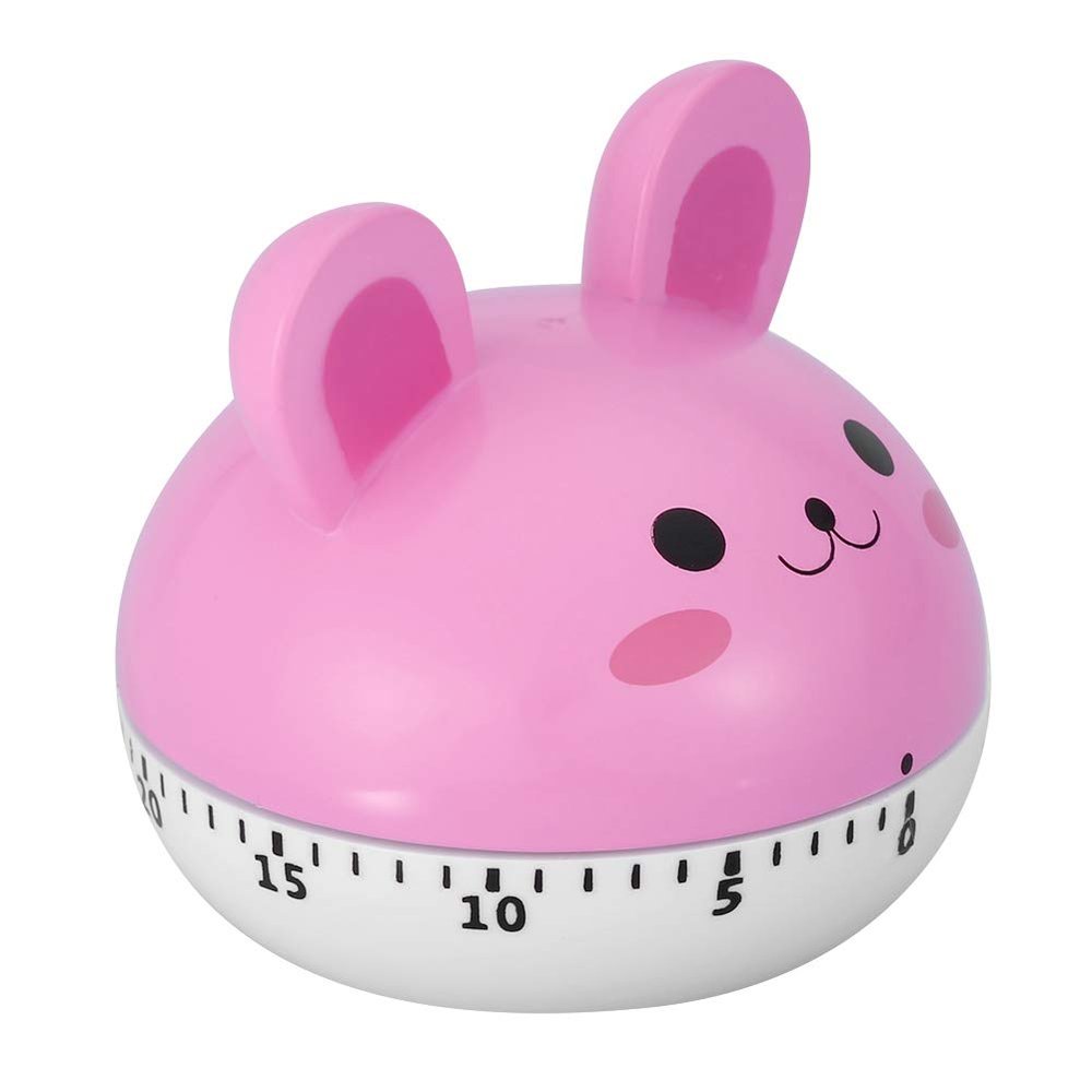 Mechanical Kitchen Timer Cute Mushroom Timer for Kids Wind Up 60 Minutes Non Cooking Timer (Pink Bunny)