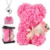 Valentines Day Rose Bear Gift for Women, Flowers Gifts for Mom Wife Grandma Daughter Friends Sister Her,Artificial Flowers Teddy Bear with Bouquet,Greeting Card,Mother's Day Birthday Christmas view 1