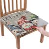 Christmas Chair Seat Covers for Dining Room Stretch Chair Seat Covers Set of 6, Chair Seat Protector Cushion Slipcovers for Kitchen Restaurant Office Shabby Chic Farmhouse Snowman Winter Snowflake view 1