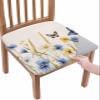 Butter-fly Leaves Chair Seat Covers for Dining Room Stretch Chair Seat Covers Set of 4,Chair Seat Protector Cushion Slipcovers for Kitchen Restaurant Office Elegant Fall Yellow Blue Yellow Daisy Beige view 1