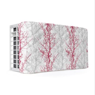 Gradation Grey Indoor Air Conditioner Cover for Window Units, Double Insulation Adjustable Waterproof Indoor AC Cover with Elastic Straps Abstract Tree Branch Forest Rose Red 25'' x 18'' x 3.5''